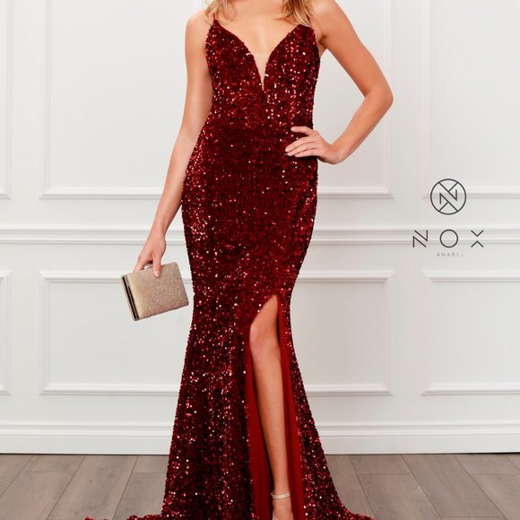 NEW BURGUNDY EVENING PARTY FORMLA Sweetheart Neck Open back Prom Dress NX433 - Picture 9 of 9